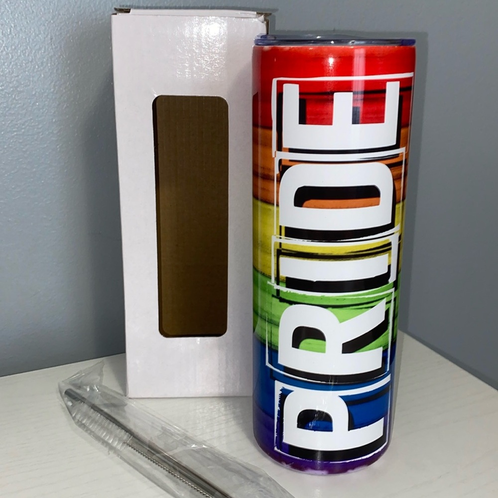 Pride 20oz Tumbler new w box comes with stainless steel reusable straw